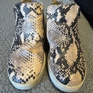 Time and Tru Snakeskin Heeled Boots - Black and Cream